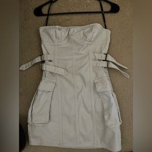 Forever 21 Strapless Cream Cargo Dress